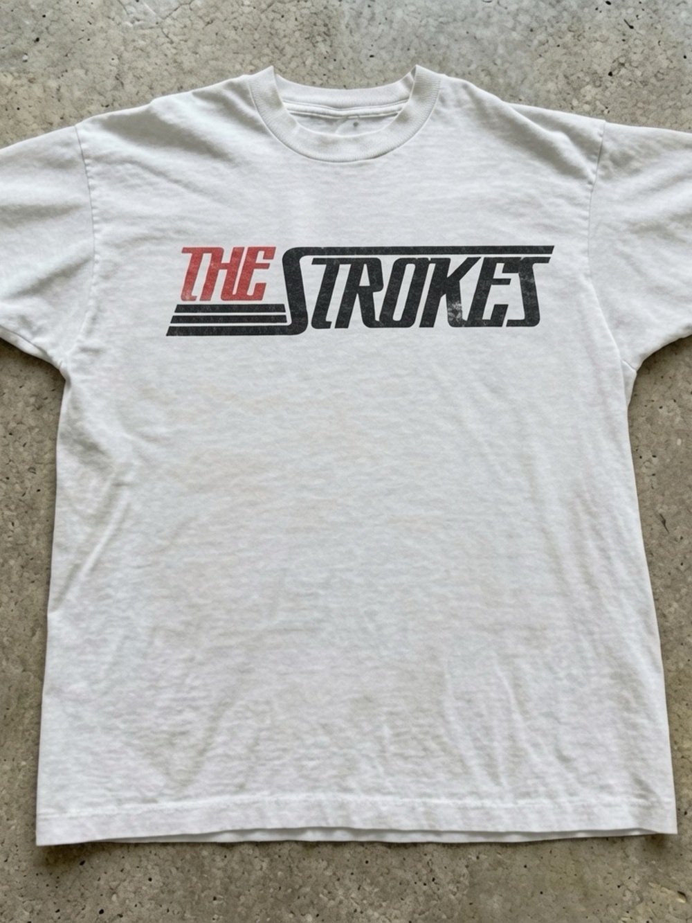 Gildan White Short Sleeve Tee with Red & Black 'The Strokes' Graphic